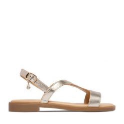 Sandały Lasocki. Żółte sandały Lasocki, bez wzorów, bez obcasa, na płaskiej podeszwie, bez zapięcia. Za 129.99 zł.