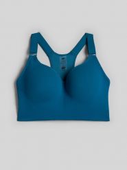 4F Biustonosz treningowy z wysokim wsparciem damski - turkusowy S. Niebieskie bielizna sportowa 4f, s, bez wzorów, z gumy. Za 179.99 zł.
