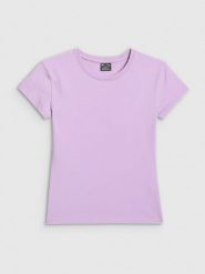4F T-shirt slim gładki damski - fioletowy XL. Fioletowe t-shirty 4f, xl, bez wzorów, bez kołnierzyka, bez ramiączek. Za 49.99 zł.