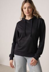 Granatowa Bluza Zakładana przez Głowę z Kapturem i Kieszenią Typu Kangur Roveria. Niebieskie bluzy Born2be, l, bez wzorów, z jeansu, z kapturem. Za 39.99 zł.