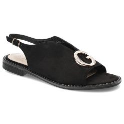 Czarne Sandały S.Barski Eleganckie Obuwie Damskie. Czarne sandały S.BARSKI, bez wzorów, z materiału, eleganckie, bez obcasa, bez zapięcia. Za 109.00 zł.