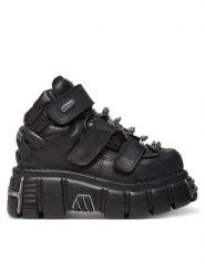 NEW ROCK Botki M-285C-S1 Czarny. Czarne botki NEW ROCK, bez wzorów, ze skóry, bez obcasa, na koturnie, bez zapięcia. Za 1,659.00 zł.