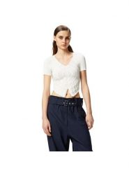 PINKO Sweter Falterona Maglia 104625 A2E6 Biały Regular Fit. Białe swetry Pinko, xs, bez wzorów, z syntetyku, bez ramiączek. Za 589.99 zł.