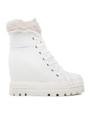 Casadei Botki 2X927Z0801T03669999 Biały. Białe botki Casadei, bez wzorów, ze skóry, bez obcasa, na koturnie, bez zapięcia. Za 6,599.00 zł.