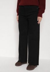 Czarne Jeansy o Szerokim Kroju z Wysokim Stanem Shenarah. Czarne spodnie materiałowe Born2be, na co dzień, l, bez wzorów, z bawełny, z podwyższonym stanem. Za 99.99 zł.