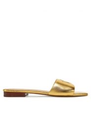 LAUREN RALPH LAUREN Klapki 802970531002 Złoty. Żółte klapki Lauren Ralph Lauren, bez wzorów, ze skóry, bez obcasa. Za 409.99 zł.