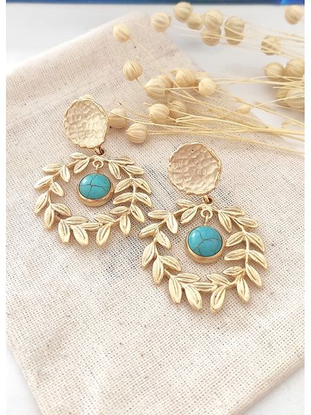 Atelier MIU Pozłacane kolczyki-wkrętki z turkusami rozmiar: onesize. Żółte kolczyki Atelier MIU, z turkusem, pozłacane. Za 78.66 zł.