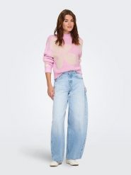 JDY Sweter "Kilian" w kolorze jasnoróżowo-kremowym rozmiar: XS. Brązowe swetry JDY, xs, bez wzorów, bez ramiączek. Za 75.34 zł.