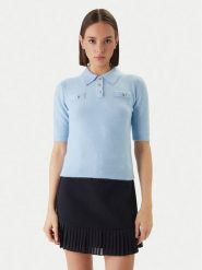 Morgan Sweter 261-MSOFI Błękitny Slim Fit. Niebieskie swetry Morgan, s, bez wzorów, z syntetyku, bez ramiączek. Za 249.99 zł.