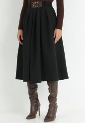 Czarna Spódnica Rozkloszowana z Paskiem Cizo. Czarne spódnice Born2be, m, bez wzorów, midi, rozkloszowane. Za 119.99 zł.
