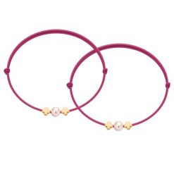 Bransoletki Girls Power. Fioletowe bransoletki Lilou, z perłą, pozłacane. Za 332.00 zł.