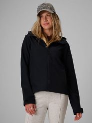 4F Kurtka softshell wiatroodporna membrana 5000 damska - czarna S. Czarne kurtki sportowe 4f, l, bez wzorów, z softshellu, bez kaptura, trekkingowe. Za 299.99 zł.