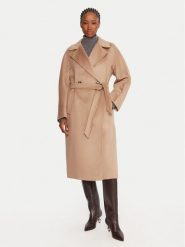 Weekend Max Mara Płaszcz wełniany Resina 2525016102 Beżowy Regular Fit. Brązowe płaszcze Weekend Max Mara, na zimę, bez wzorów, z wełny, bez kaptura. Za 3,469.00 zł.