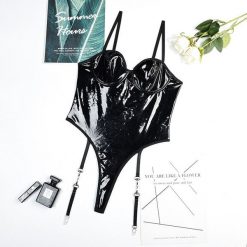 Body z pasem do pończoch na specjalne okazje Odharnait. Czarne body Intica, l, bez wzorów, z tkaniny. Za 99.00 zł.