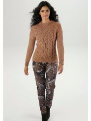 Aniston Spodnie w kolorze czarno-jasnobrązowym rozmiar: 40. Brązowe spodnie materiałowe Aniston, na co dzień, bez wzorów, z materiału. Za 95.99 zł.