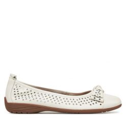 Baleriny Josef Seibel. Białe baleriny Josef Seibel, bez wzorów, bez obcasa. Za 329.99 zł.