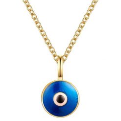 Glanzstücke München Naszyjnik Oko Nazara z Srebra Sterling w zlocie Naszyjniki 1 ct Damski. Białe naszyjniki Glanzstücke München, pozłacane. Za 259.99 zł.