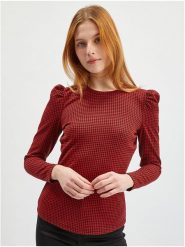 Orsay Koszulka w kolorze czerwono-czarnym rozmiar: S. Czerwone bluzki Orsay, s, bez wzorów, bez kołnierzyka, bez ramiączek. Za 53.04 zł.