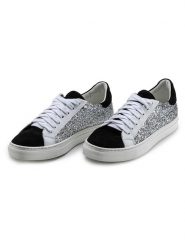 Anna Morellini Skórzane sneakersy "Gisara" w kolorze srebrno-biało-czarnym rozmiar: 39. Białe trampki Anna Morellini, bez wzorów, bez zapięcia. Za 286.16 zł.