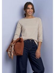 Street One Koszulka w kolorze beżowo-białym rozmiar: 36. Brązowe bluzki Street One, bez wzorów, z bawełny, street, bez kołnierzyka, bez ramiączek. Za 109.95 zł.