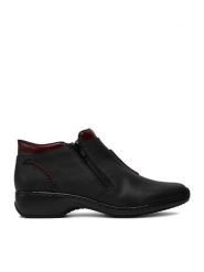 Rieker Botki L3882-00 Czarny. Czarne botki Rieker, bez wzorów, ze skóry, bez obcasa, na płaskiej podeszwie, bez zapięcia. Za 349.99 zł.