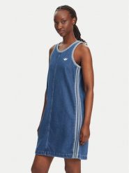 Adidas Sukienka jeansowa adicolor Denim 3-Stripes JD2580 Niebieski Slim Fit. Niebieskie sukienki Adidas, s, bez wzorów, z bawełny, bez kołnierzyka, bez ramiączek. Za 259.99 zł.