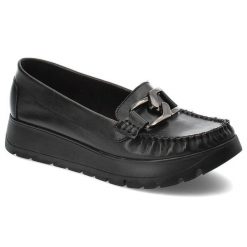 Czarne Mokasyny Armodo Eleganckie Obuwie Damskie. Czarne mokasyny Armodo, bez wzorów, ze skóry, bez obcasa. Za 289.00 zł.