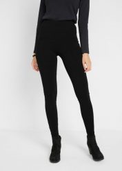 Legginsy ze stretchem (2 pary), z bawełny organicznej. Czarne legginsy bonprix, bez wzorów, z bawełny, długie. Za 104.99 zł.