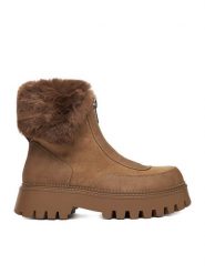DeeZee Botki 19001-1 Brązowy. Brązowe botki DeeZee, bez wzorów, z materiału, bez obcasa, na płaskiej podeszwie, bez zapięcia. Za 219.99 zł.