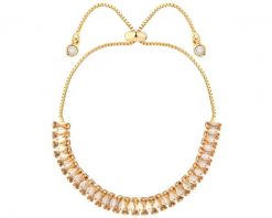 Bransoletka z mosiądzu pozłacana z cyrkoniami i szklanymi detalami. Bransoletki Artelioni, z cyrkonią, pozłacane. Za 139.00 zł.