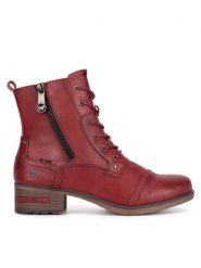 Mustang Botki 1229-513 Czerwony. Czerwone botki Mustang, bez wzorów, z materiału, bez obcasa, na płaskiej podeszwie, bez zapięcia. Za 287.99 zł.