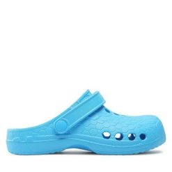 Klapki Dry Walker. Niebieskie klapki Dry Walker, bez wzorów, bez obcasa. Za 59.99 zł.