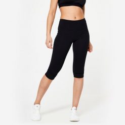 Krótkie legginsy fitness damskie Domyos slim. Czarne legginsy DOMYOS, xl, bez wzorów, z bawełny, długie. Za 39.99 zł.