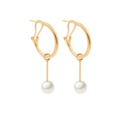 Kolczyki z perłami 4,5 cm pozłacane. Żółte kolczyki Lilou, z perłą, pozłacane. Za 208.00 zł.