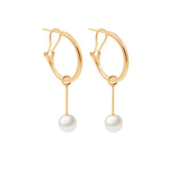 Kolczyki z perłami 4,5 cm pozłacane. Żółte kolczyki Lilou, z perłą, pozłacane. Za 208.00 zł.