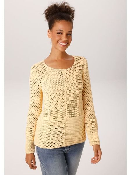 Aniston Sweter w kolorze żółtym rozmiar: 38. Żółte swetry Aniston, bez wzorów, z bawełny, bez ramiączek. Za 68.95 zł.