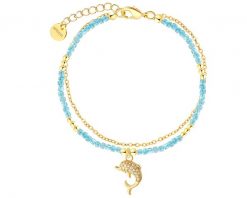 Bransoletka z mosiądzu pozłacana z cyrkoniami - delfin. Bransoletki Artelioni, z cyrkonią, pozłacane. Za 159.00 zł.