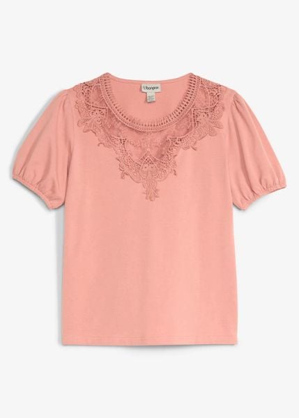 Koszulka z elastycznej bawełny. Czerwone bluzki bonprix, bez wzorów, z bawełny, bez kołnierzyka, bez ramiączek. Za 79.99 zł.