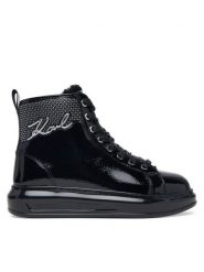 KARL LAGERFELD Trzewiki Kapri KL62558S Czarny. Czarne botki KARL LAGERFELD, bez wzorów, z lakierowanej skóry, bez obcasa, na płaskiej podeszwie, bez zapięcia. Za 1,059.00 zł.