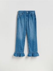 Jeansy z falbankami - niebieski. Niebieskie jeansy Reserved, bez wzorów. Za 159.99 zł.