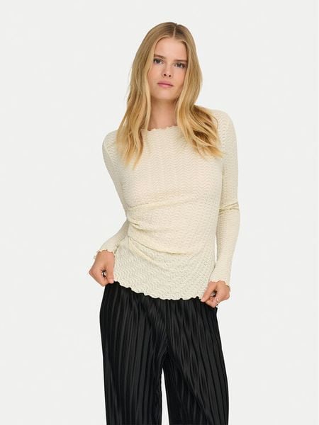 ONLY Bluzka Ella 15368469 Beżowy Slim Fit. Brązowe bluzki Only, xl, bez wzorów, z syntetyku, bez kołnierzyka, bez ramiączek. Za 82.99 zł.