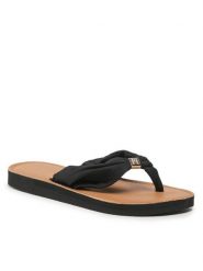 Tommy Hilfiger Japonki Th Elevated Beach Sandal FW0FW06985 Czarny. Czarne klapki TOMMY HILFIGER, bez wzorów, z materiału, bez obcasa. Za 159.99 zł.