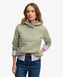Superdry Bluza z kapturem Essential Logo haftowana – relaxed fit. Zielone bluzy sportowe Superdry, bez wzorów, z bawełny, z kapturem. Za 282.85 zł.