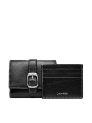 Calvin Klein Portfel Buckle 2 In 1 Wallet LV04F1168G Czarny. Czarne portfele Calvin Klein, bez wzorów, ze skóry. Za 369.99 zł.
