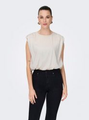 JDY Top w kolorze beżowym rozmiar: XL. Brązowe topy JDY, xl, bez wzorów, z bawełny, bez kołnierzyka, bez ramiączek. Za 61.60 zł.