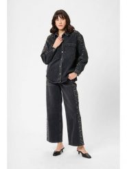 Kaffe Koszula dżinsowa w kolorze antracytowym rozmiar: 38. Czarne koszule Kaffe, bez wzorów, bez kołnierzyka, bez ramiączek. Za 208.99 zł.