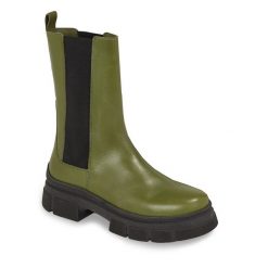 Sztyblety Tommy Hilfiger. Zielone botki TOMMY HILFIGER, bez wzorów, bez obcasa, na płaskiej podeszwie, bez zapięcia. Za 929.99 zł.