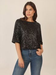 APART Bluzka w kolorze czarnym rozmiar: 38. Czarne bluzki Apart, bez wzorów, bez kołnierzyka, bez ramiączek. Za 235.50 zł.