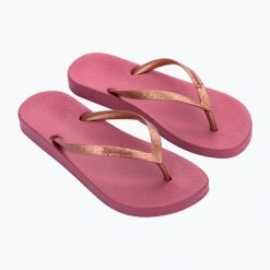 Japonki damskie Ipanema Anat Tan. Czerwone klapki Ipanema, bez wzorów, z materiału, bez obcasa. Za 66.99 zł.