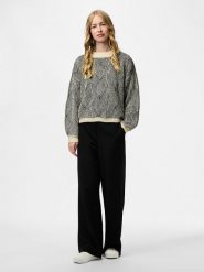 Pieces Sweter "Pcjenna" w kolorze czarno-beżowym rozmiar: XS. Brązowe swetry Pieces, xs, bez wzorów, ze splotem, bez ramiączek. Za 121.45 zł.